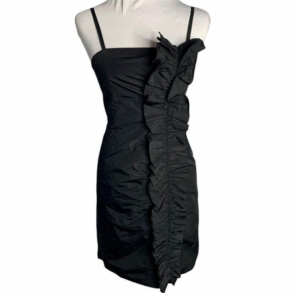 Vintage BCBG Sleeveless Mini Dress 0 Black Ruffle - Picture 1 of 6